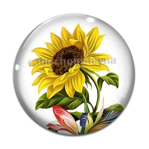 Cabochon tournesol, résine ou verre différente taille