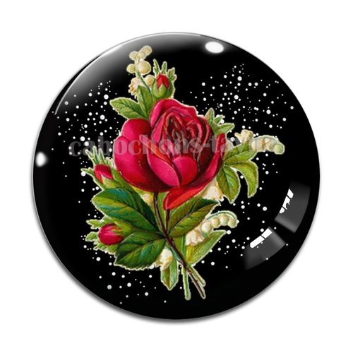 Cabochon fleur rose, résine ou verre différente taille
