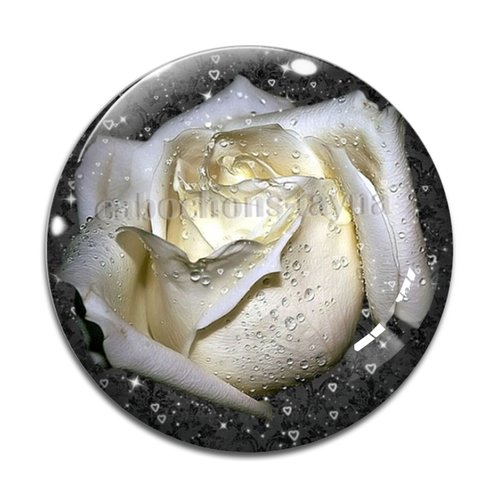 Cabochon fleur rose, résine ou verre différente taille