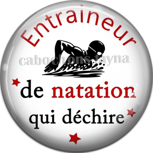 Cabochon entraineur de natation, résine ou en verre différente taille