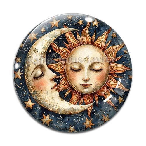 Cabochon soleil, en résine ou en verre différente taille
