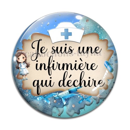 Cabochon infirmière qui déchire, résine ou verre différente taille