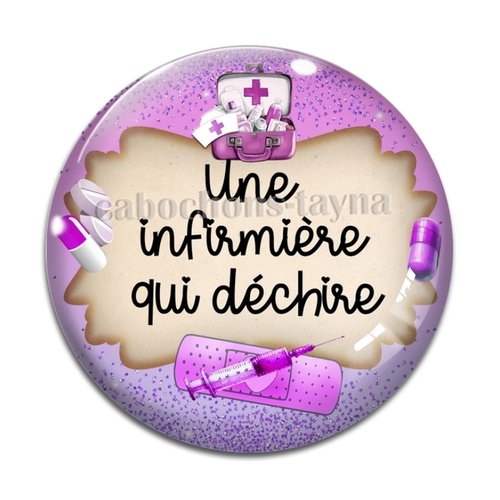 Cabochon infirmière qui déchire, résine ou verre différente taille