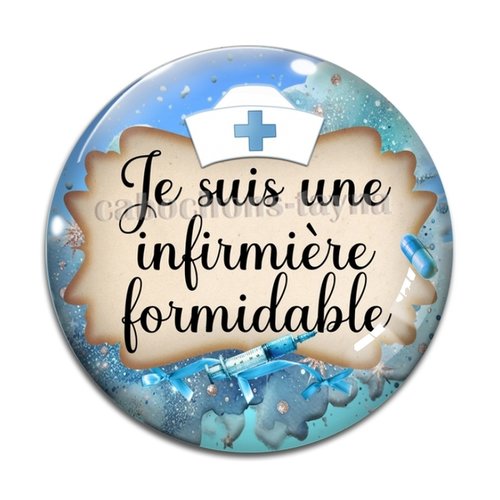Cabochon infirmière formidable, résine ou verre différente taille