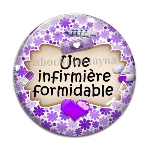 Cabochon infirmière formidable, résine ou verre différente taille