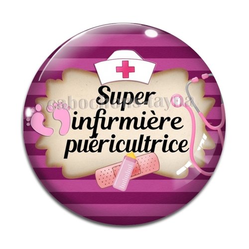 Cabochon super infirmière puéricultrice, résine ou verre différente taille