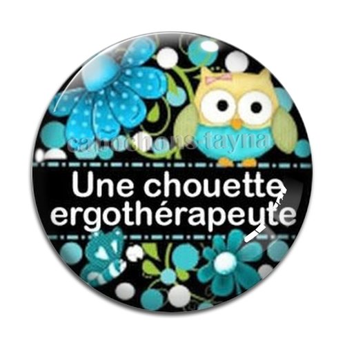 Cabochon chouette ergothérapeute, résine ou verre différente taille