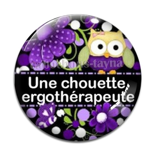 Cabochon chouette ergothérapeute, résine ou verre différente taille
