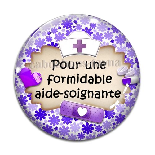 Cabochon une aide soignante formidable, résine ou verre différente taille