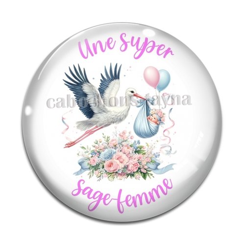 Cabochon une super sage femme, résine ou verre différente taille