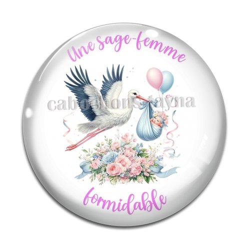 Cabochon une sage femme formidable, résine ou verre différente taille