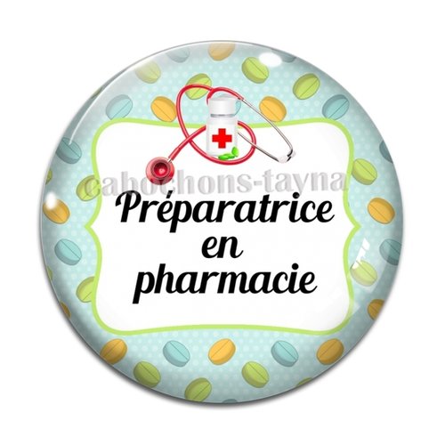Cabochon préparatrice en pharmacie, résine ou verre différente taille
