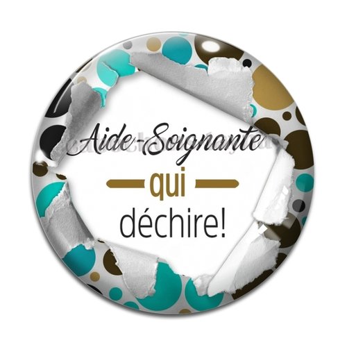 Cabochon aide soignante qui déchire, résine ou verre différente taille