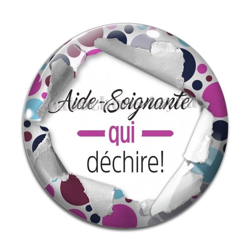 Cabochon aide soignante qui déchire, résine ou verre différente taille