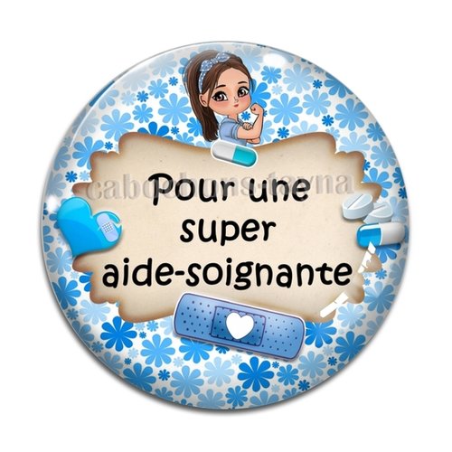 Cabochon super aide soignante, cabochon résine - ou verre rond différente taille