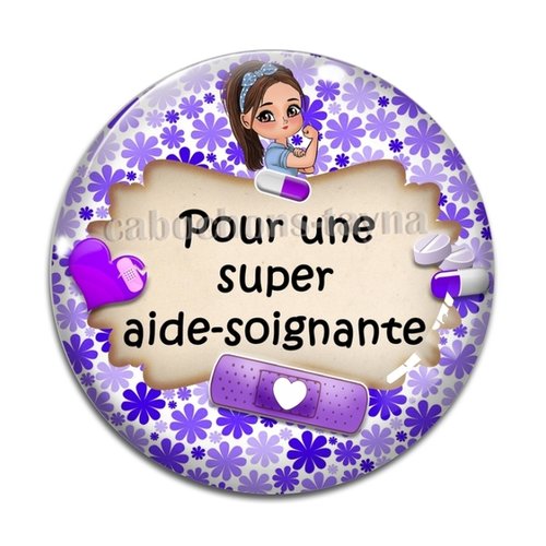 Cabochon super aide soignante, cabochon résine - ou verre rond différente taille