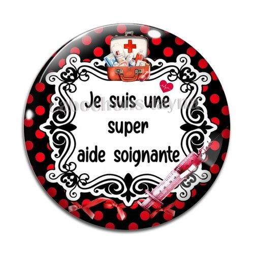 Cabochon super aide soignante, cabochon résine - ou verre rond différente taille