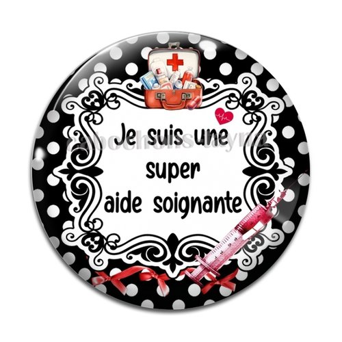 Cabochon super aide soignante, cabochon résine - ou verre rond différente taille