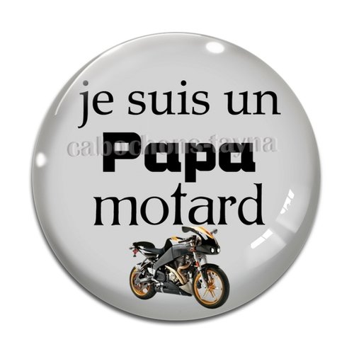 Cabochon papa motard, cabochon résine ou verre rond différente taille