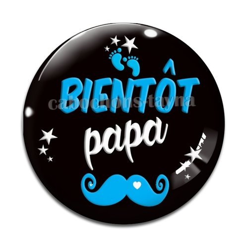 Cabochon futur papa, cabochon résine ou verre rond différente taille