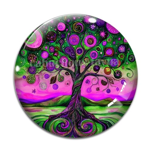Cabochon arbre de vie, cabochon résine - ou verre rond différente taille