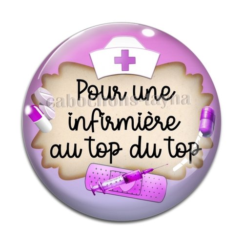 Cabochon infirmière au top, cabochon résine ou verre rond différente taille