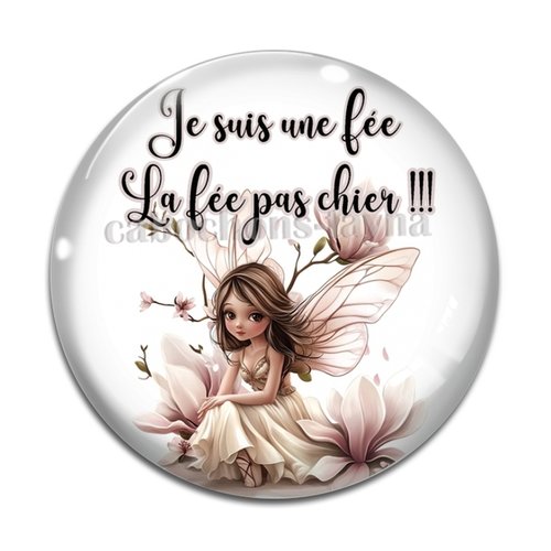 Cabochon fée pas chier, cabochon résine, verre rond différente taille