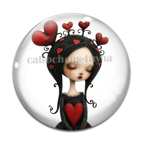 Cabochon femme gothique, cabochon résine ou verre rond différente taille