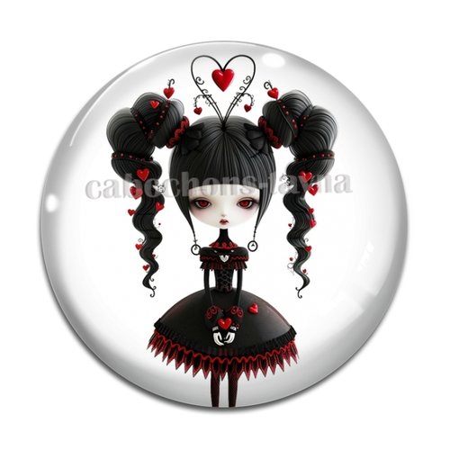 Cabochon femme gothique, cabochon résine ou verre rond différente taille