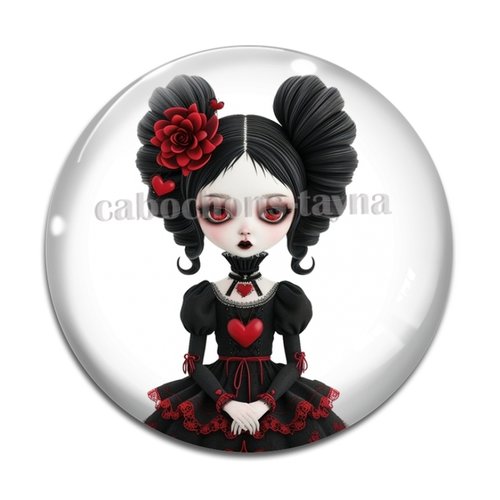 Cabochon femme gothique, cabochon résine ou verre rond différente taille