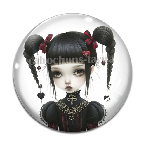 Cabochon femme gothique, cabochon résine ou verre rond différente taille