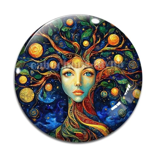 Cabochon femme arbre de vie, cabochon résine ou verre rond différente taille