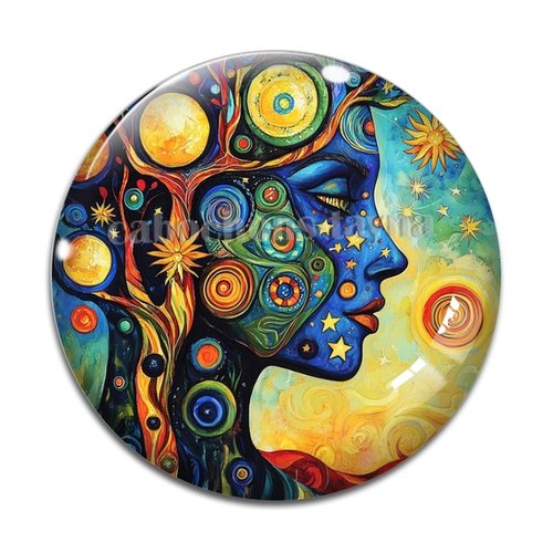 Cabochon femme arbre de vie, cabochon résine ou verre rond différente taille