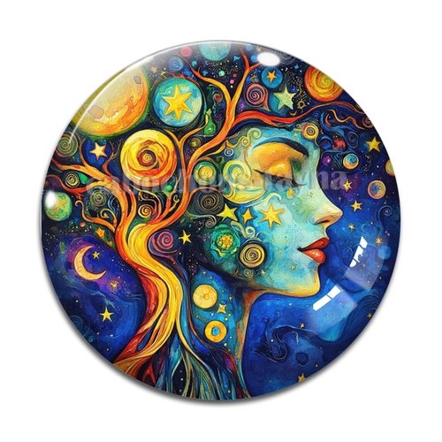 Cabochon femme arbre de vie, cabochon résine ou verre rond différente taille