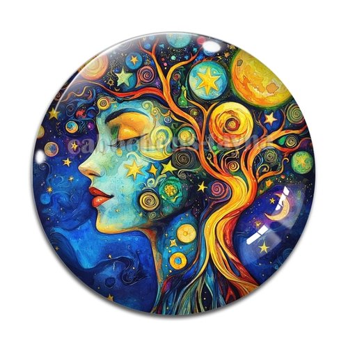 Cabochon femme arbre de vie, cabochon résine ou verre rond différente taille