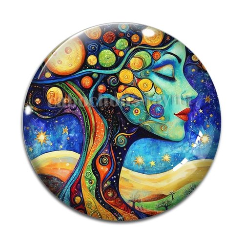Cabochon femme arbre de vie, cabochon résine ou verre rond différente taille