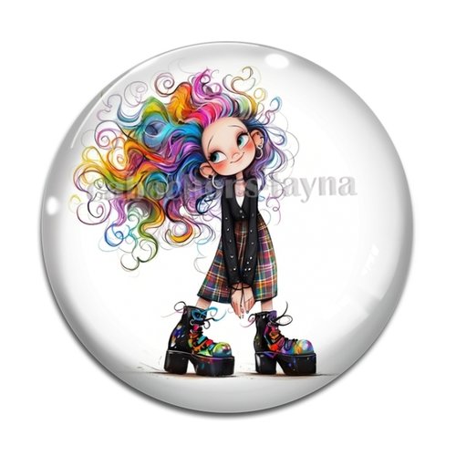 Cabochon fille humoristique, cabochon résine - ou verre rond différente taille