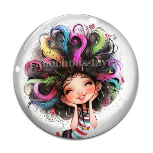 Cabochon fille humoristique, cabochon résine - ou verre rond différente taille