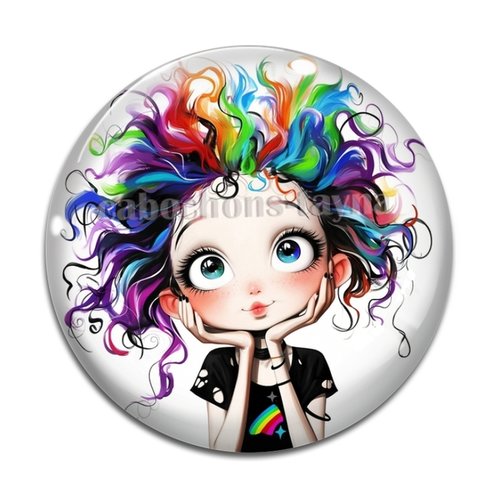 Cabochon fille humoristique, cabochon résine - ou verre rond différente taille