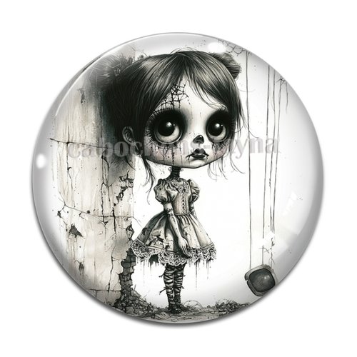 Cabochon femme gothique, cabochon résine ou verre rond différente taille