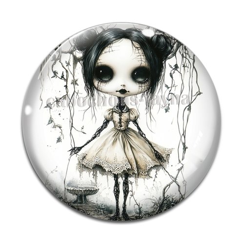 Cabochon femme gothique, cabochon résine ou verre rond différente taille