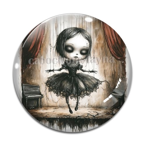 Cabochon femme gothique, cabochon résine ou verre rond différente taille