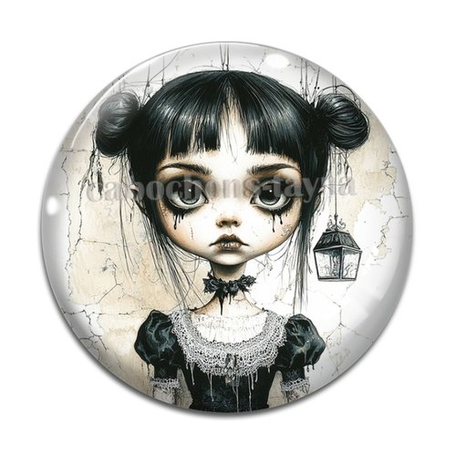 Cabochon femme gothique, cabochon résine ou verre rond différente taille