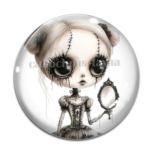 Cabochon femme gothique, cabochon résine ou verre rond différente taille