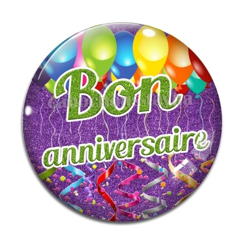 Cabochon bon anniversaire, cabochon résine ou verre rond différente taille