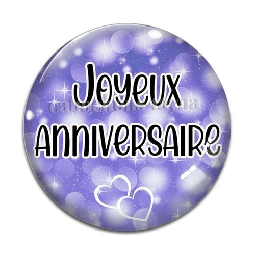 Cabochon joyeux anniversaire, cabochon résine ou verre rond différente taille