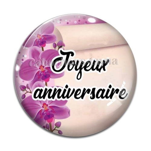 Cabochon joyeux anniversaire, cabochon résine ou verre rond différente taille