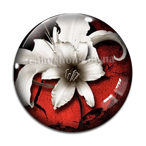 Cabochon fleur exotique, résine ou verre différente taille
