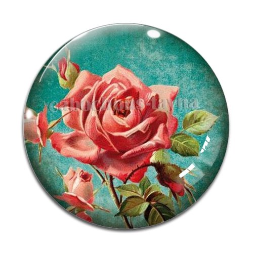 Cabochon fleur rose, résine ou verre différente taille