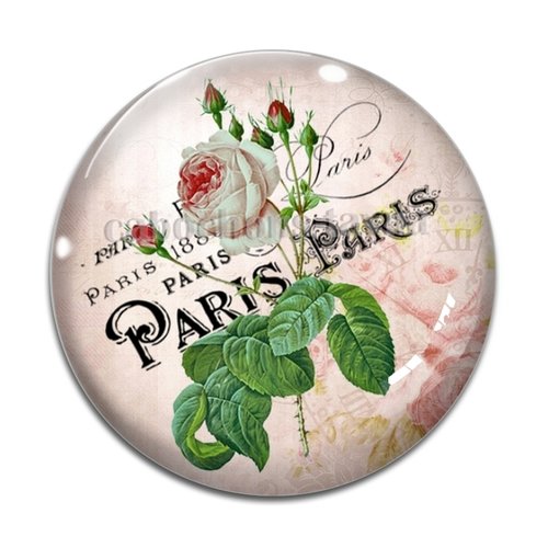 Cabochon fleur rose, résine ou verre différente taille